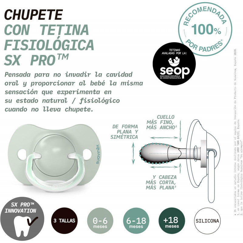 Succhietto 0/6 M Tettina SIL SX Promt (2 PZ) Suavinex Verde - 6