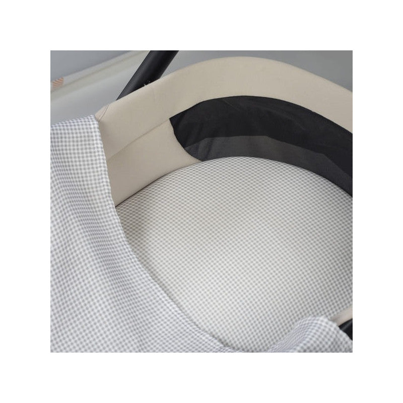 Lenzuolo con angoli per navicella + Mussola Little Bloom Vichy Grigio - 4