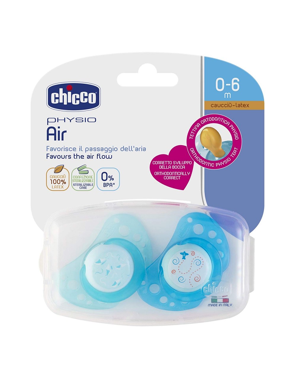 Succhietto Chicco Physio Air Caucciù Azzurro