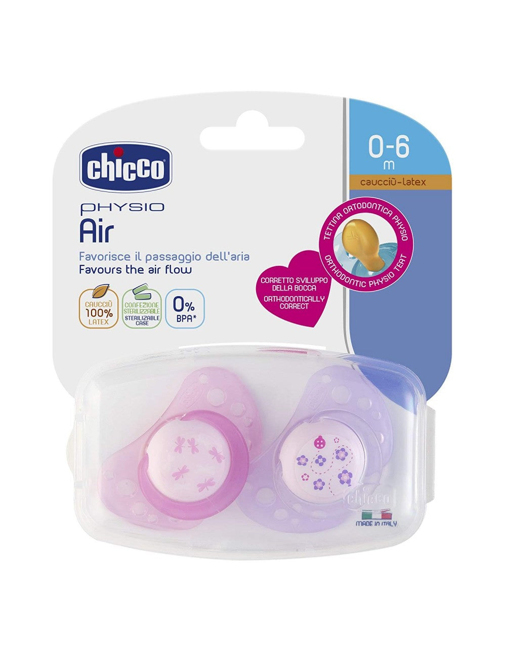 Succhietto Chicco Physio Air Caucciù Rosa