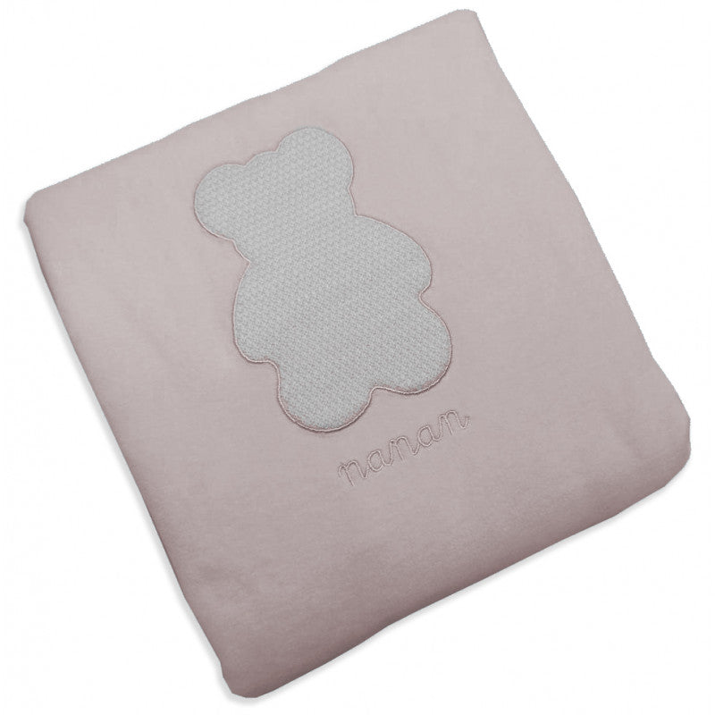 Coperta in Ciniglia per Carrozzina Orsetto Rosa