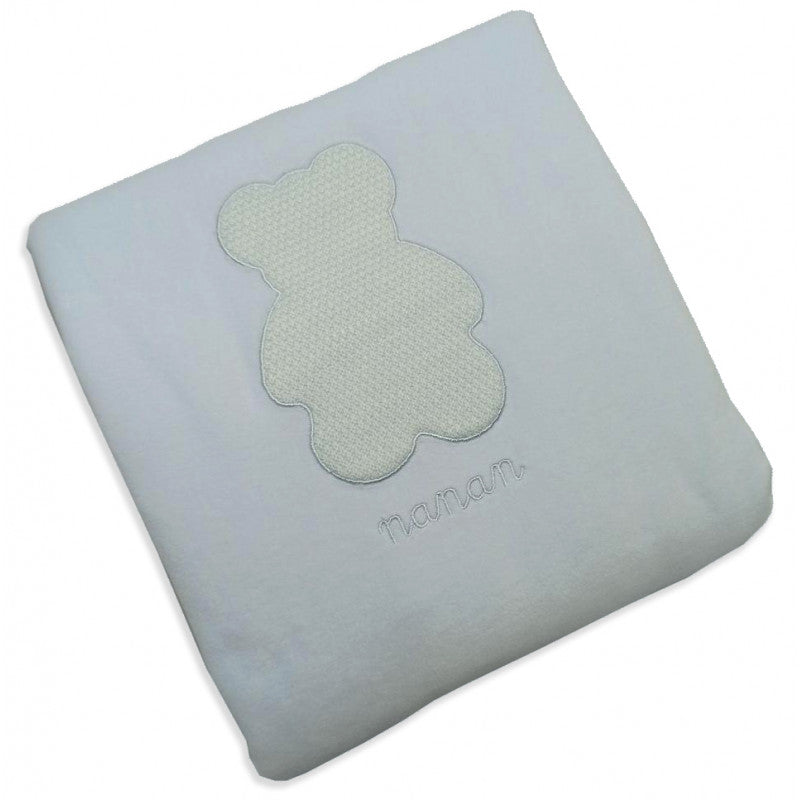 Coperta in Ciniglia per Carrozzina Orsetto Azzurro