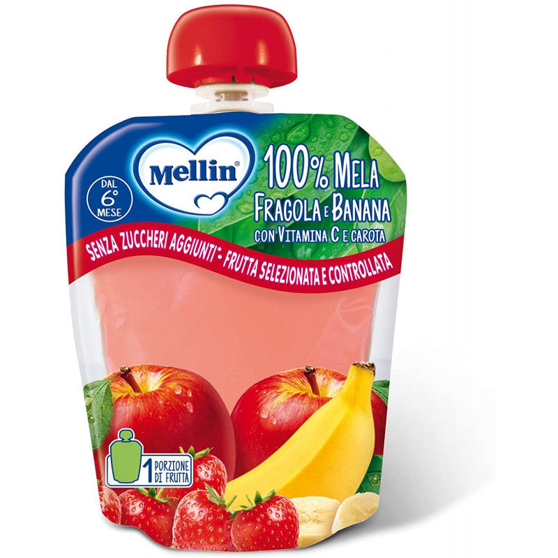 Merenda 100% Frutta Mellin - Fragola e Banana