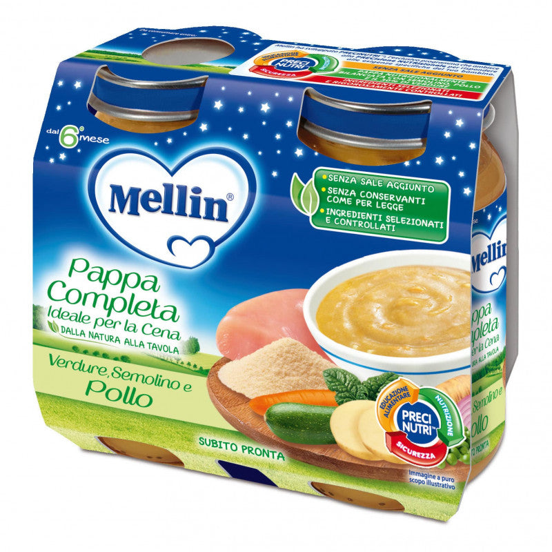 Pappa Completa Mellin - Verdure, Semolino e Pollo