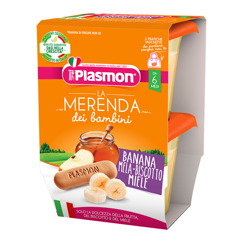 La Merenda dei Bambini Plasmon - Banana, Mela, Biscotto e Miele