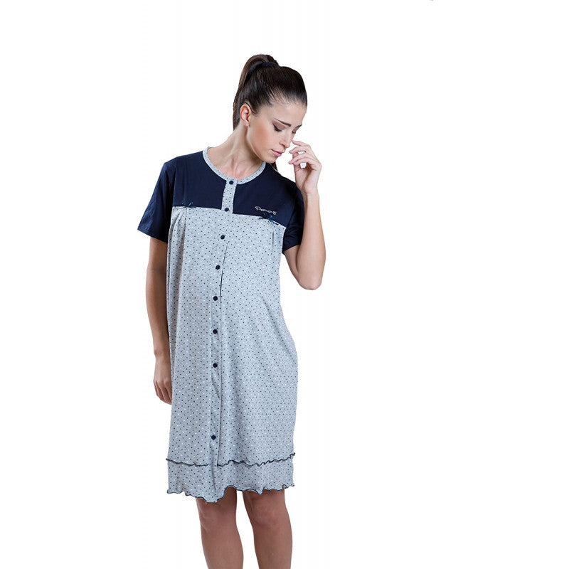 Camicia da Notte Bicolore Aperta Avanti