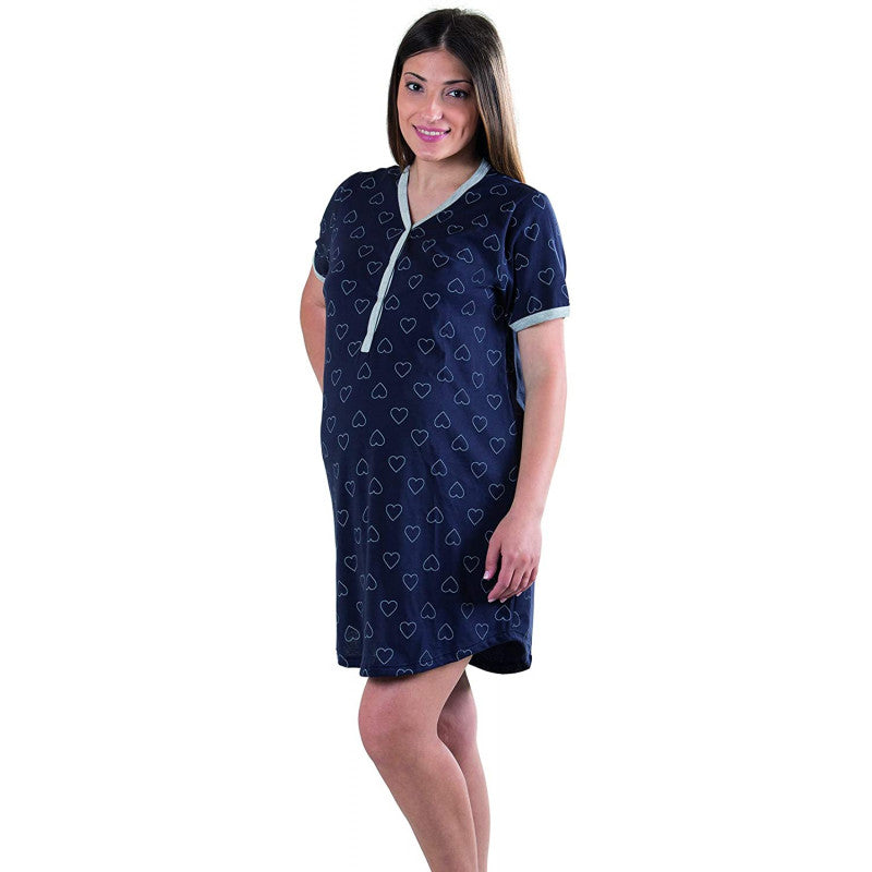 Camicia da Notte Blu a Cuori - T7
