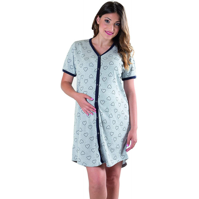 Camicia da Notte Grigia a Cuori - T7