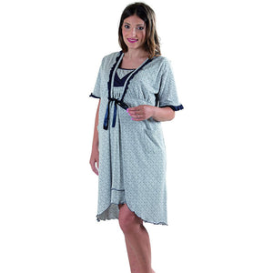Vestaglia da Notte Mezza Manica, Grigio Pois - T4