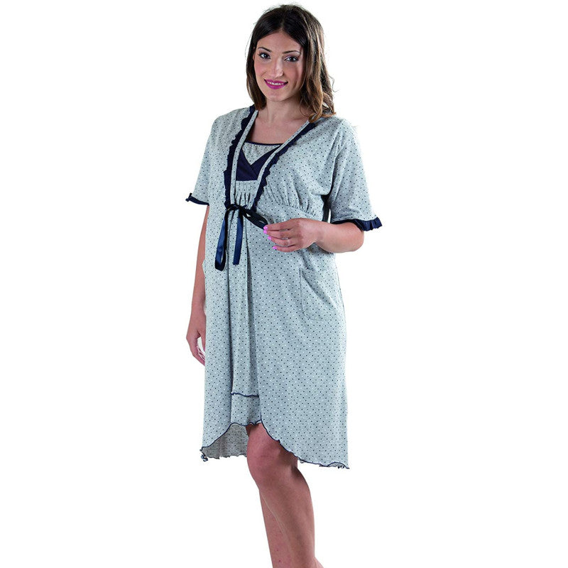 Vestaglia da Notte Mezza Manica, Grigio Pois - T4