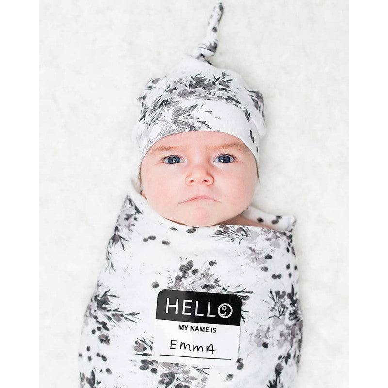 Set Hello World Lulujo Baby Black Floral - 3