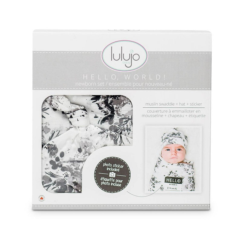 Set Hello World Lulujo Baby Black Floral - 2