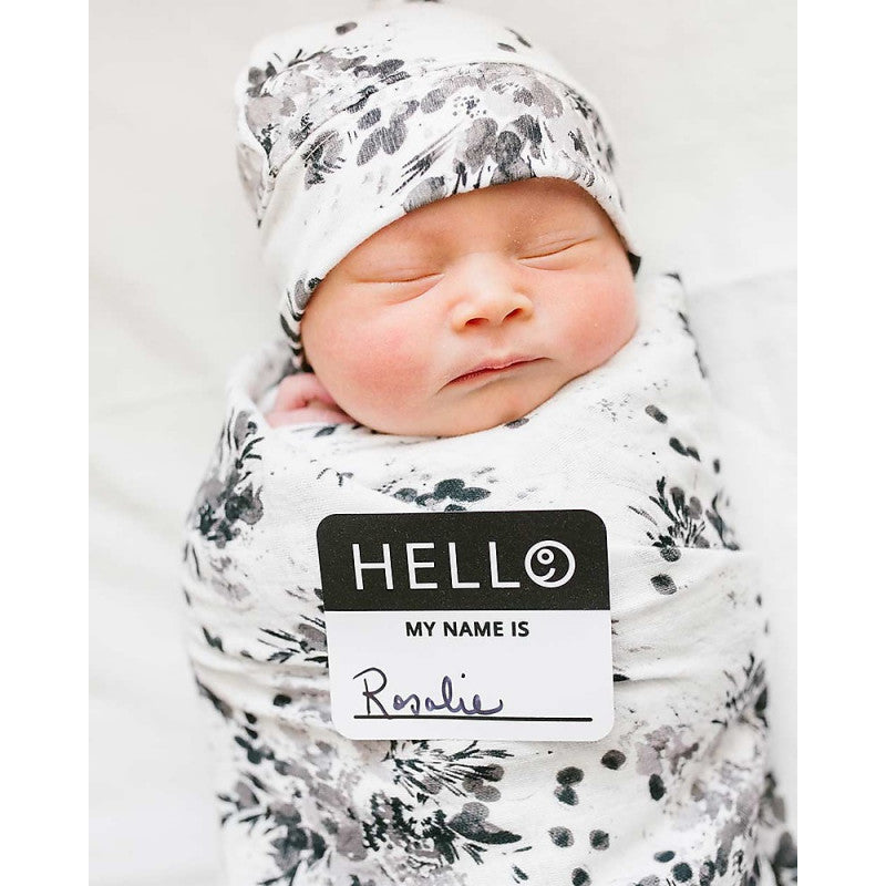 Set Hello World Lulujo Baby Black Floral - 6