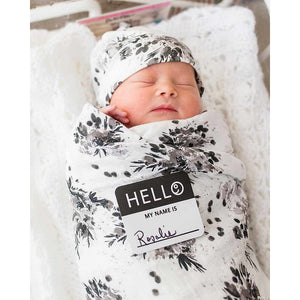 Set Hello World Lulujo Baby Black Floral - 7