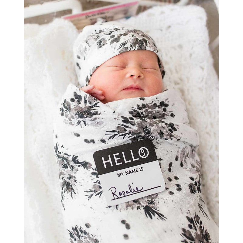 Set Hello World Lulujo Baby Black Floral - 7