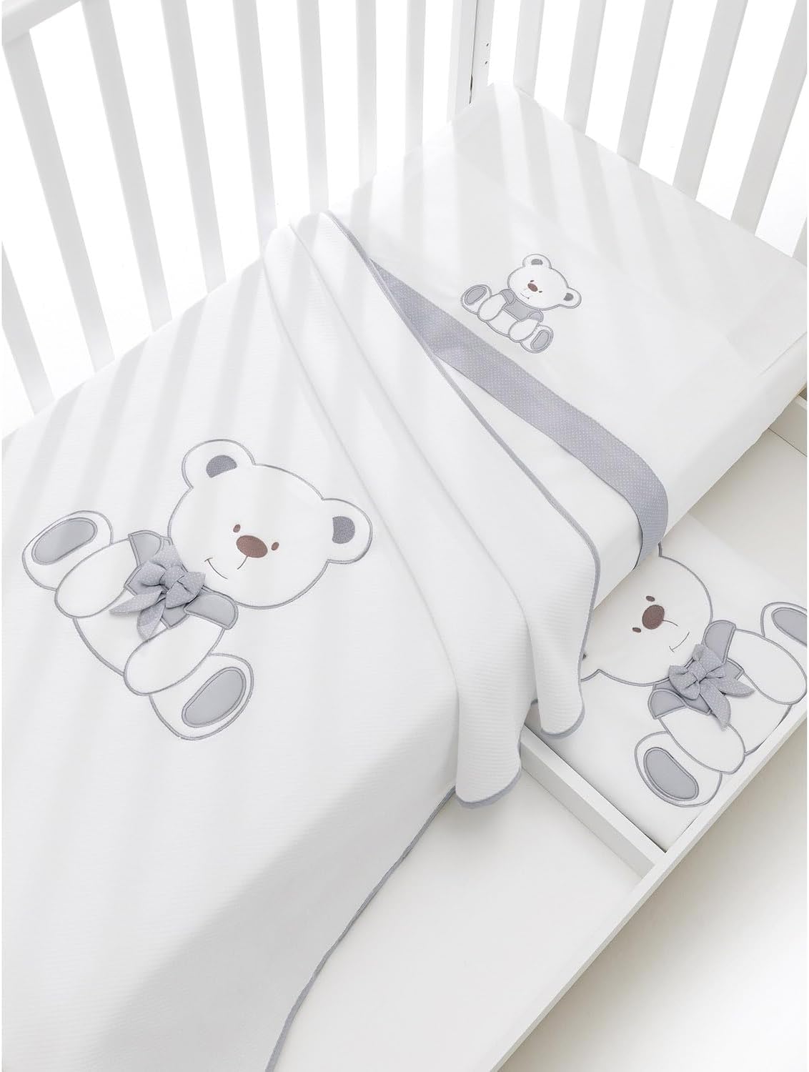 Erbesi - Set Lenzuola Tato Bianco-Grigio