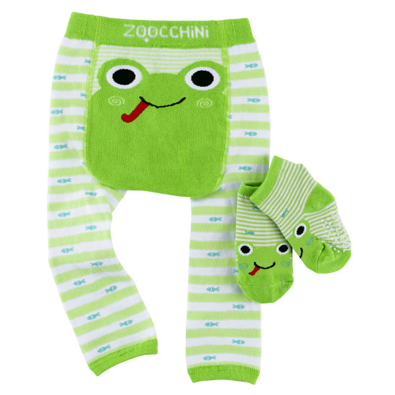 Set Leggings e Calzini Antiscivolo - Rana 6-12 Mesi
