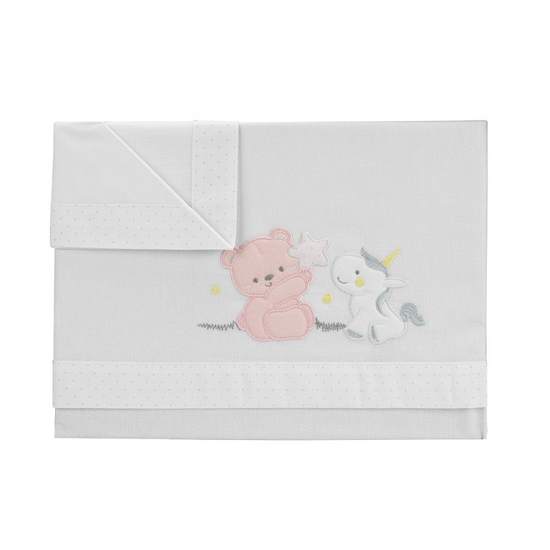 Set Lenzuola per Culla Unicorno - Rosa