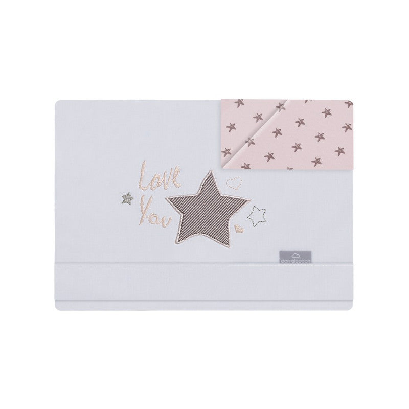 Set Lenzuola per Culla Love You - Rosa