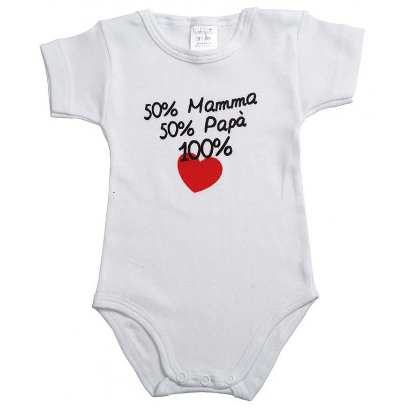 Body Mezza Manica 50% Mamma e 50% Papà - 3 Mesi
