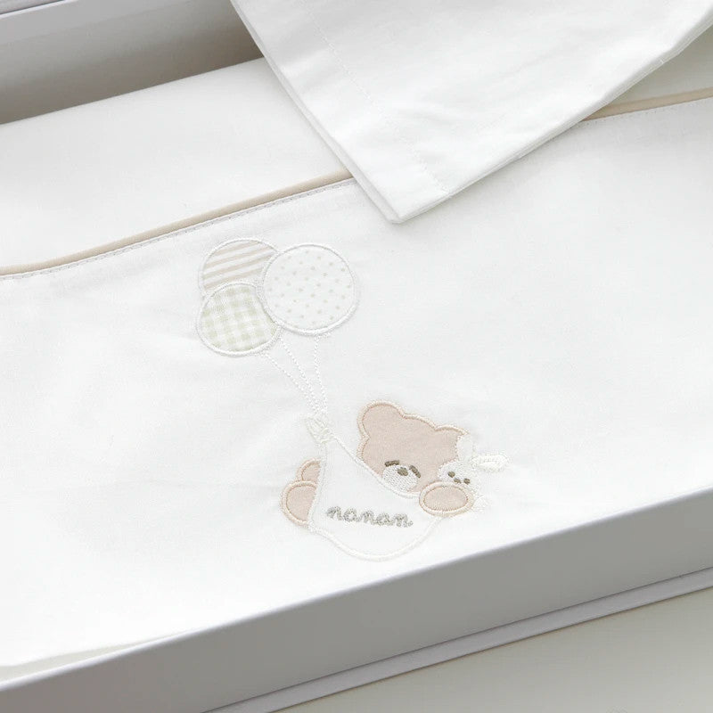 Set Lenzuola per Lettino Palloncino Nanan - Bianco
