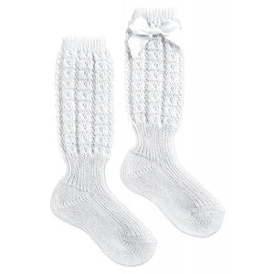 Calzino Lungo in Cotone con Fiocchetto Bianco - 13 - 16