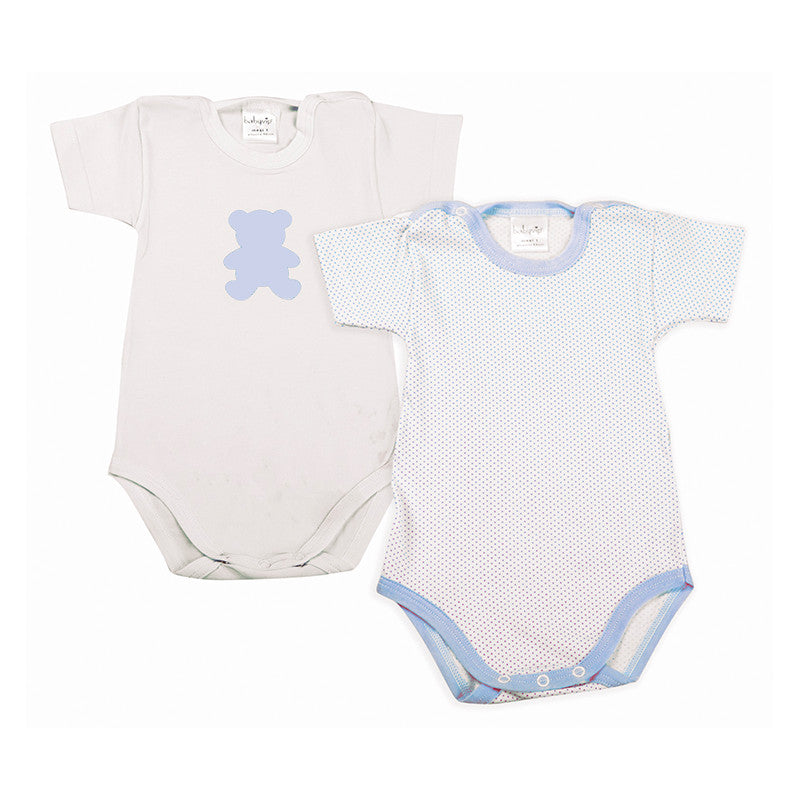 Set 2 Body Neonato a Mezza Manica Pois Azzurro - 0 Mesi