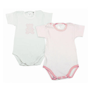 Set 2 Body Neonato a Mezza Manica Pois Rosa - 0 Mesi