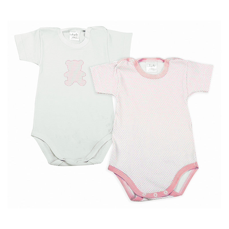 Set 2 Body Neonato a Mezza Manica Pois Rosa - 1 Mese