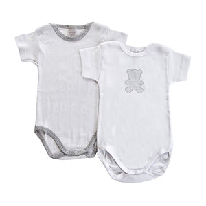 Set 2 Body Neonato a Mezza Manica Pois Grigio - 6 Mesi