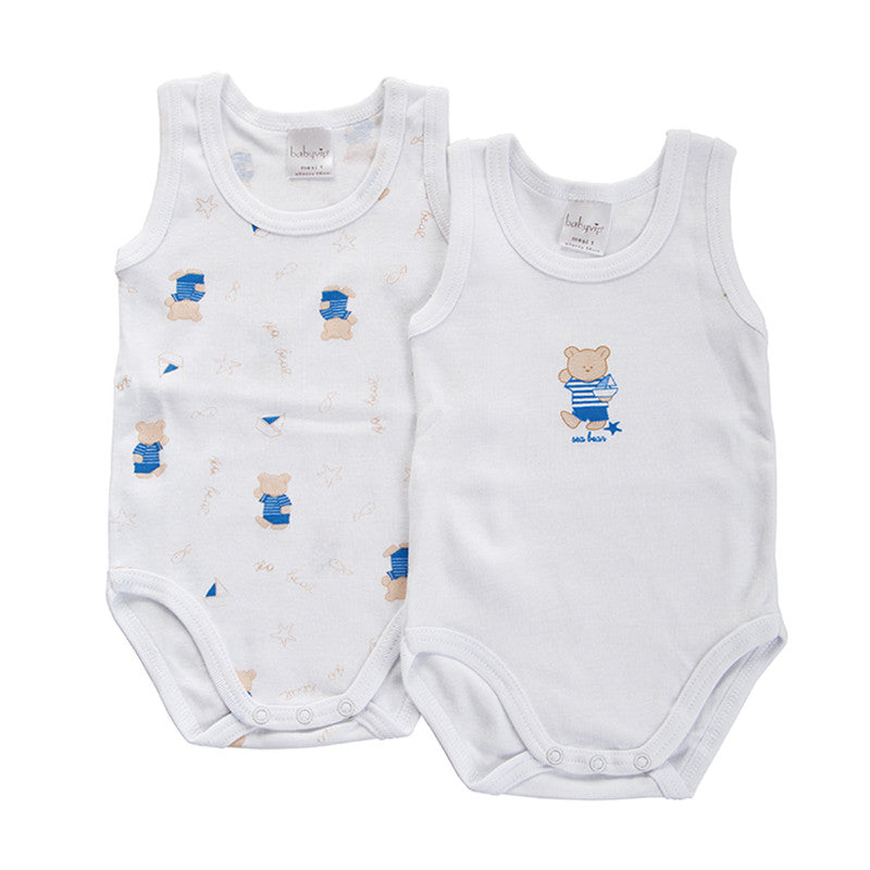 Set 2 Body Neonato a Giro Manica Orsetto Azzurro - 9 Mesi
