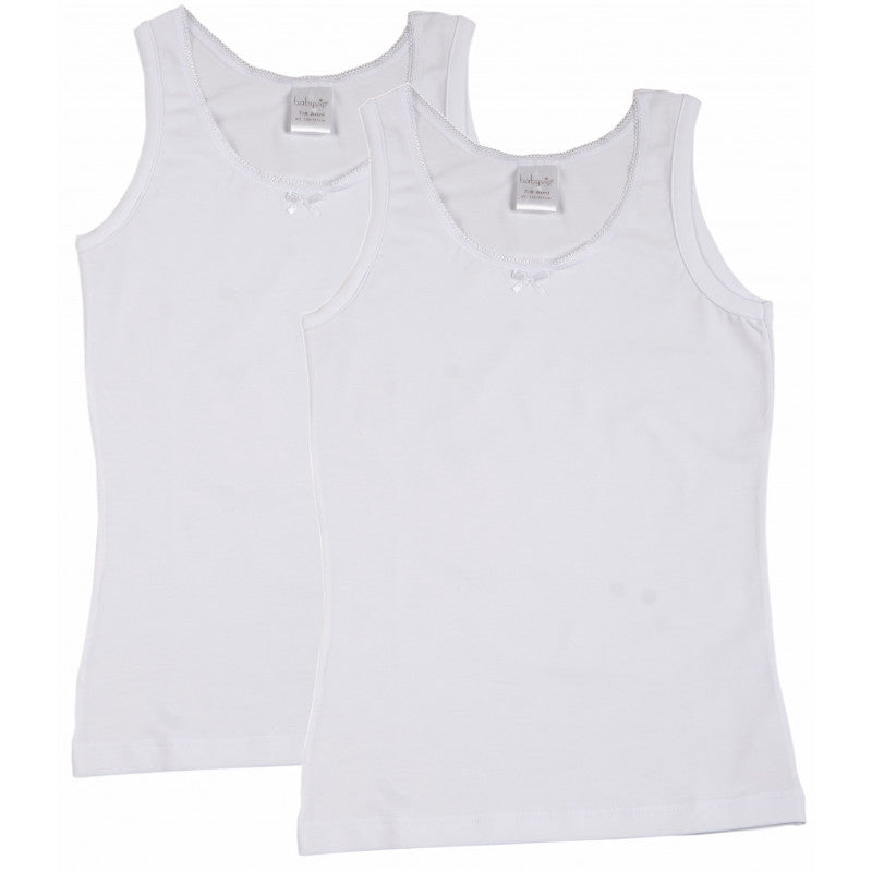2 Canotte a Spalla Larga per Bambina in Cotone Bielastico - 4-5 Anni