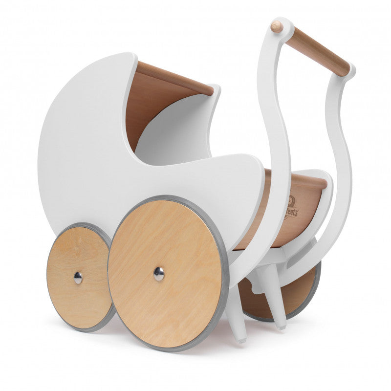 Kinderfeets Carrozzina per Bambole in Legno - Bianca