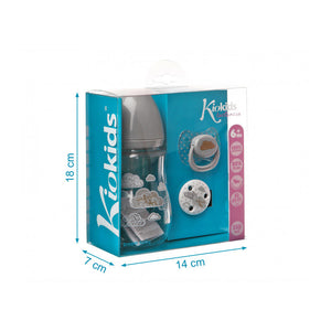 Set Biberon, Ciuccio e Clip - Grigio - 4
