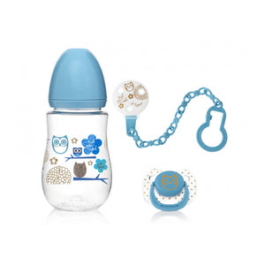 Set Biberon, Ciuccio e Clip - Azzurro