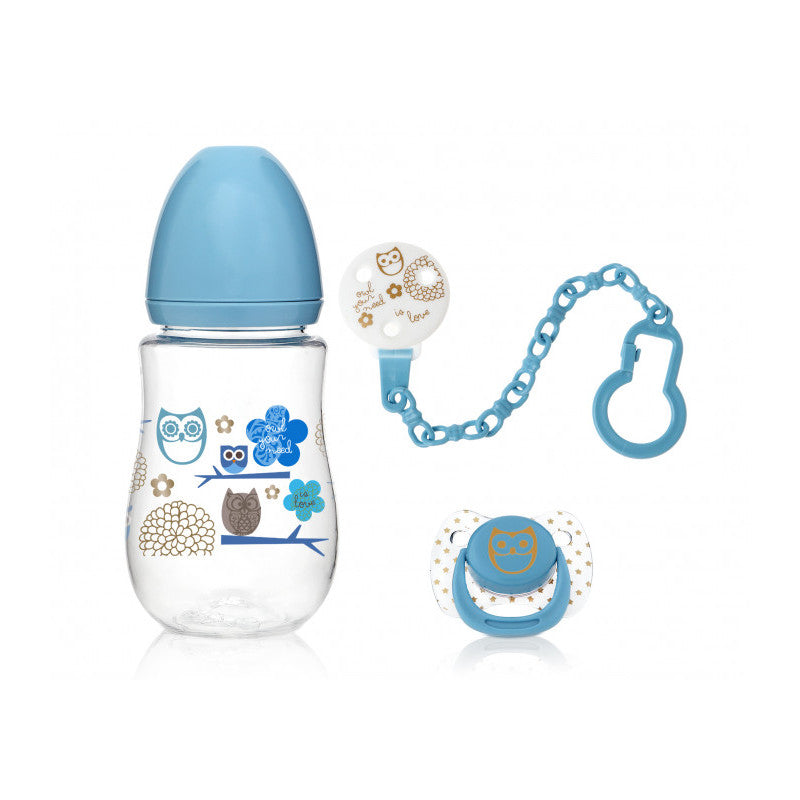 Set Biberon, Ciuccio e Clip - Azzurro