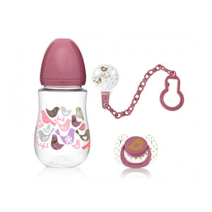 Set Biberon, Ciuccio e Clip - Rosa
