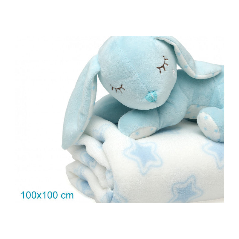 Peluche Coniglietto con Copertina - Azzurro - 4