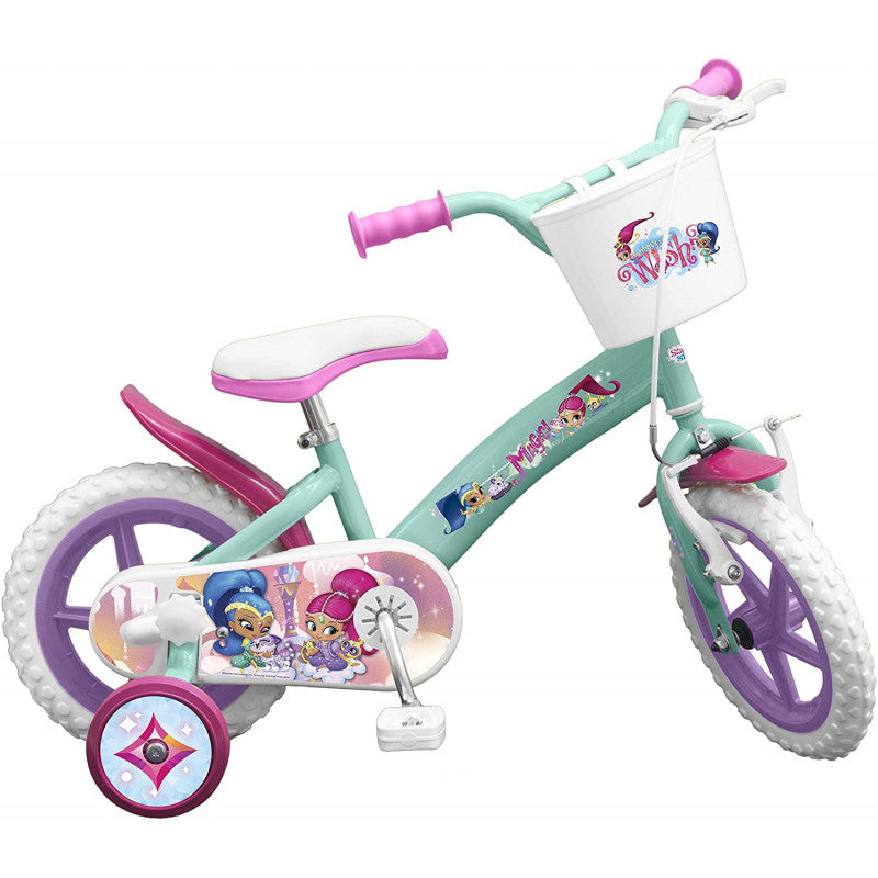 Bicicletta Shimmer Shine 12";";La Bicicletta Bicicletta Shimmer Shine 12" nei colori del rosa/viola con il personaggio di Shimmer Shine  ideale dai 3 ai 5 anni"