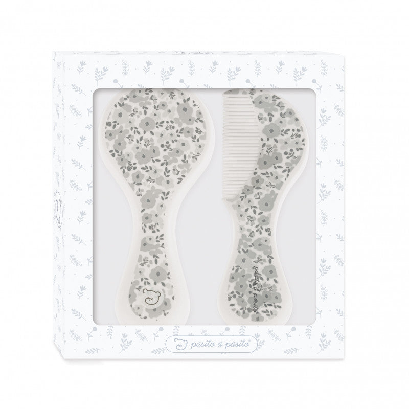 Pasito a Pasito - Set Spazzola e Pettine Flowers Grey - 3