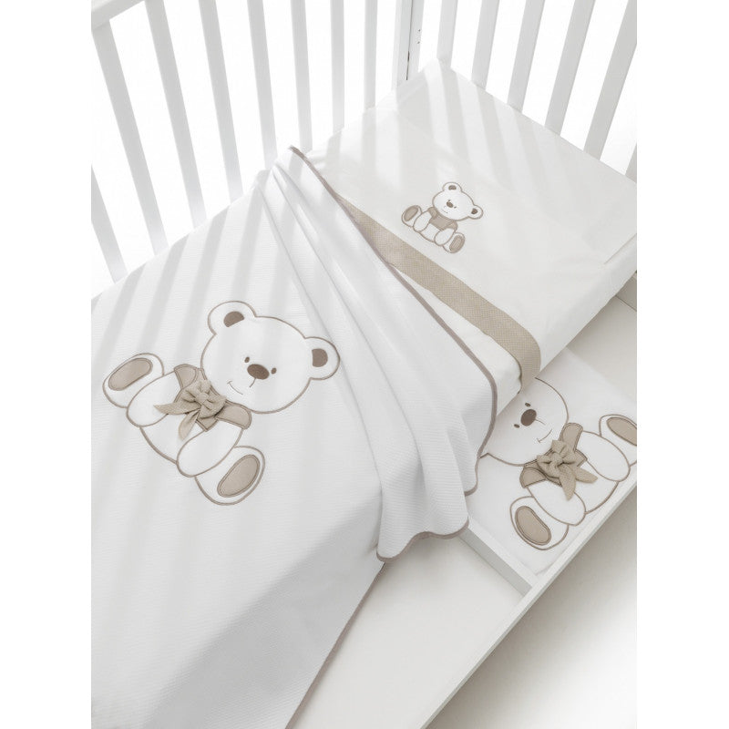 Erbesi - Set Lenzuola Tato Bianco-Tortora