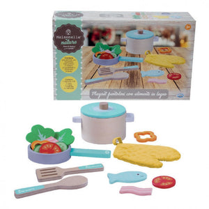 Playset pentolini con alimenti in Legno