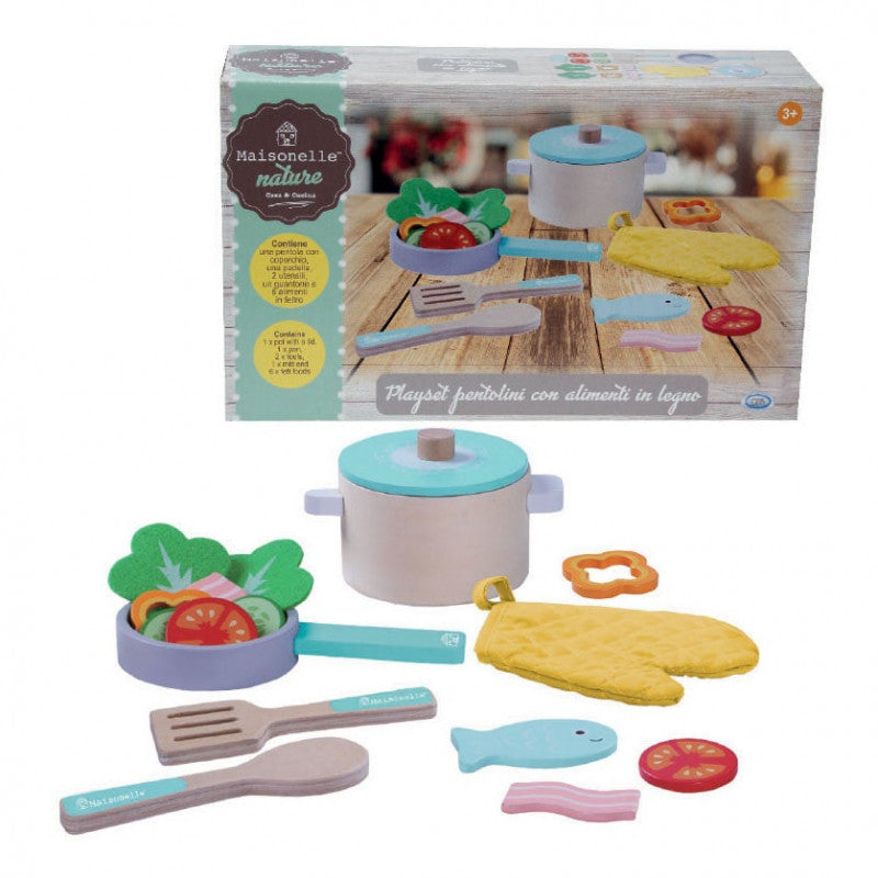 Playset pentolini con alimenti in Legno