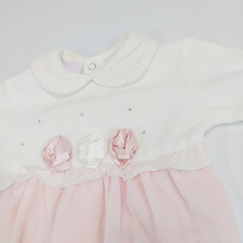 Tutina In Ciniglia Con Ricamo Rosa 6/9 Mesi - 2