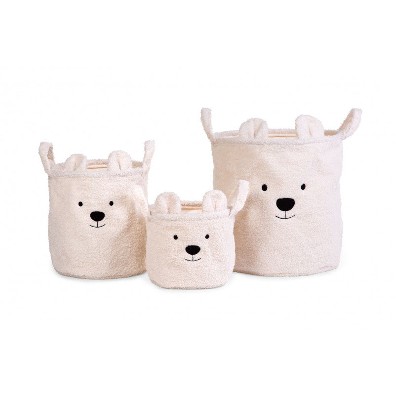 Set di 3 Cesti Portaoggetti Teddy White