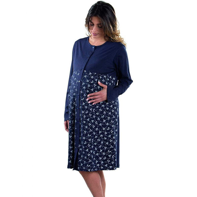Camicia da Notte Fantasia Floreale Aperta Avanti - T4