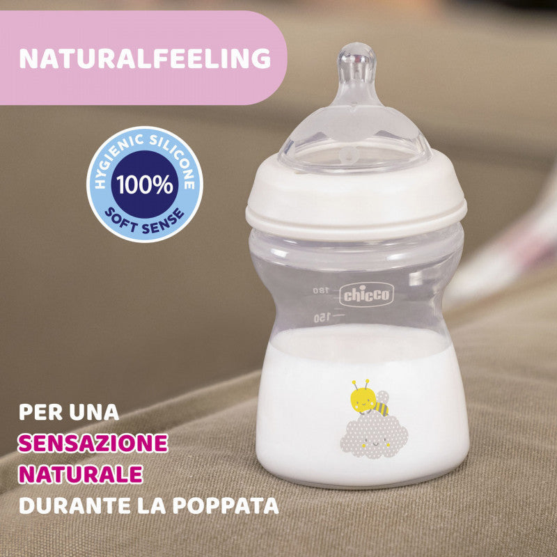 Chicco- Biberon Natural Feeling 250ml Grigio - 2