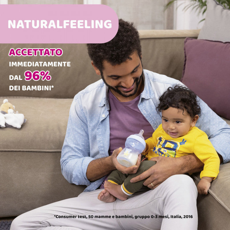 Chicco- Biberon Natural Feeling 250ml Grigio - 4