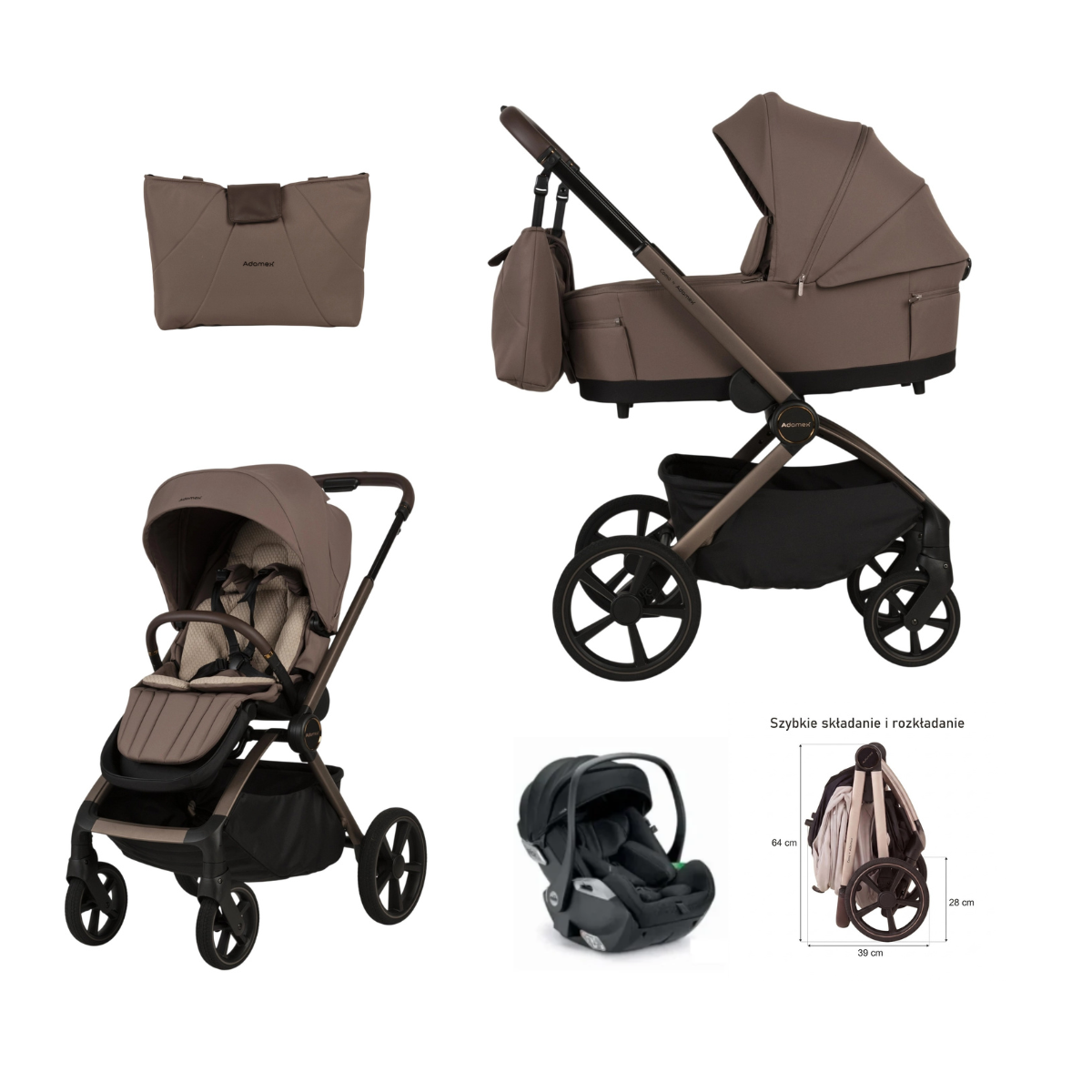 Trio Como Adamex Con Seggiolino Reclinabile Choccolate Fango